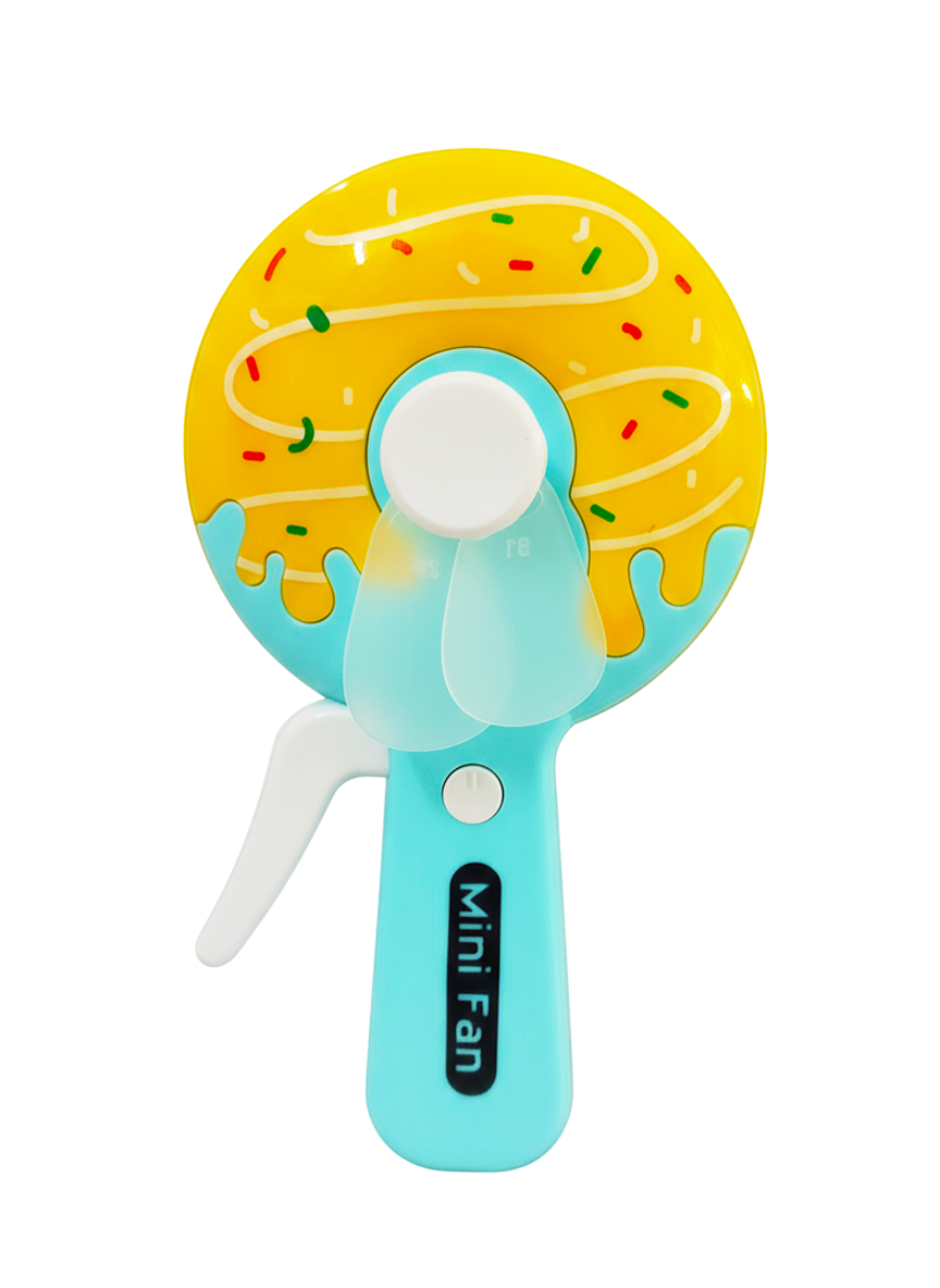 Mini fan with a donut design on a white background